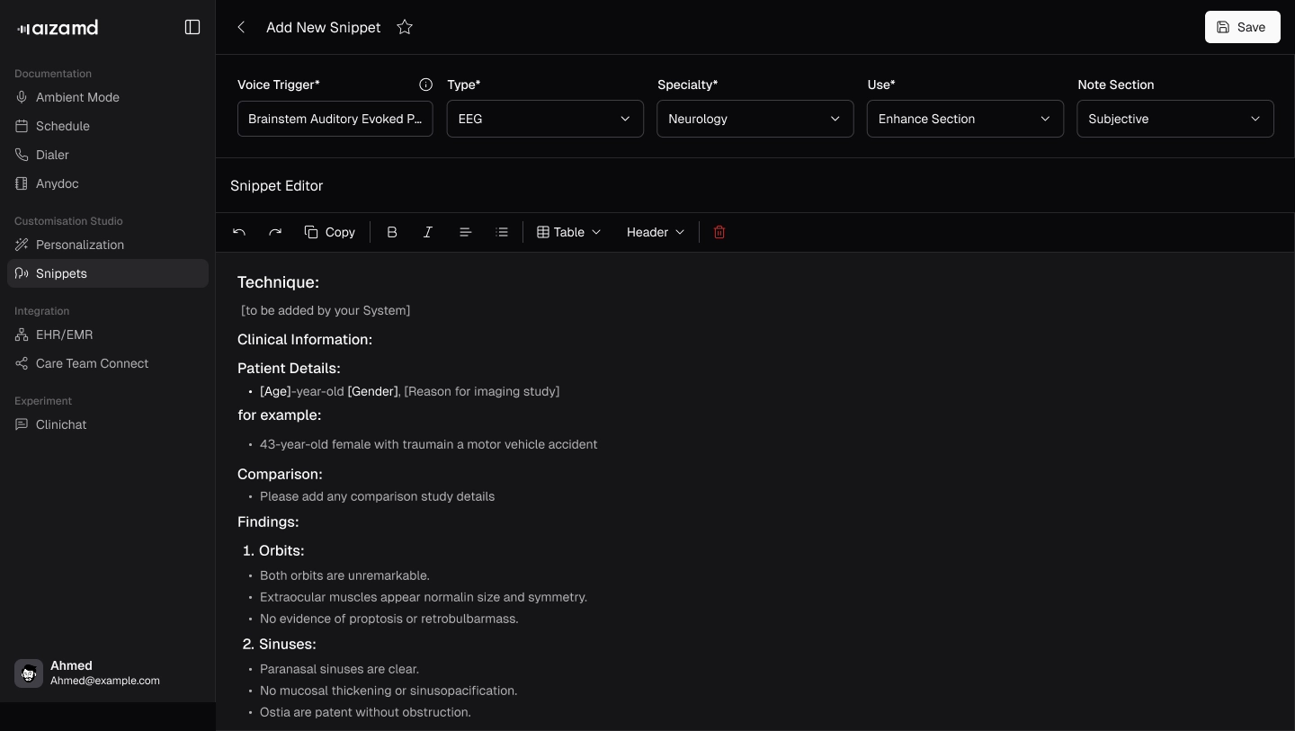 Add new snippet form
