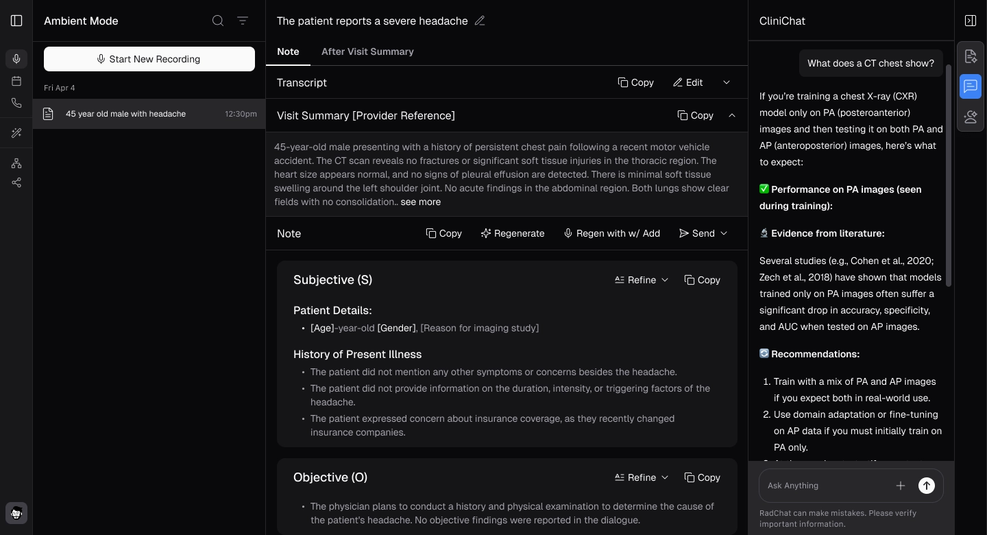CliniChat responses