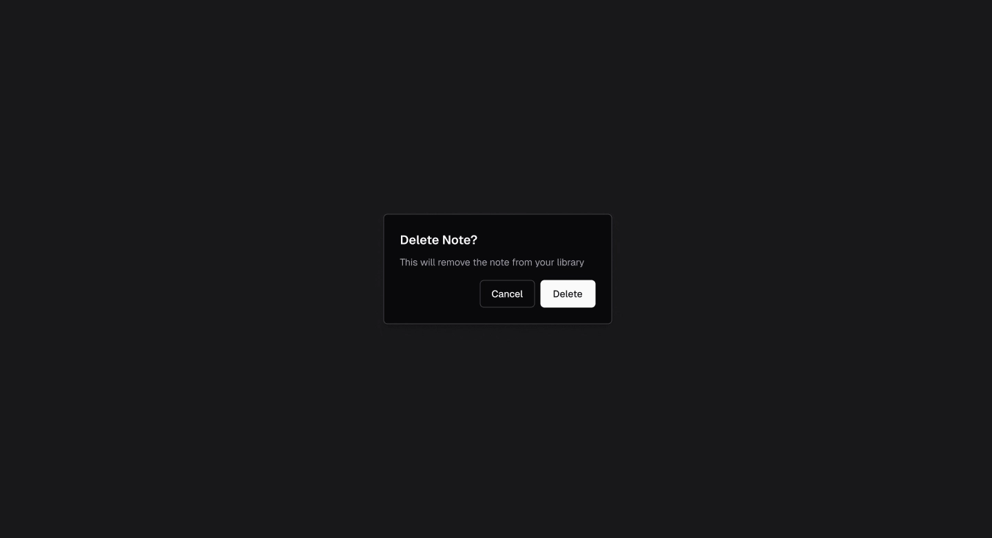 Delete note confirmation