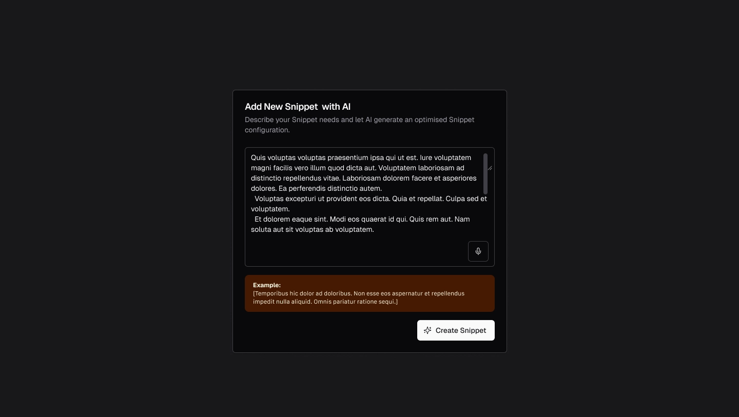 Create snippet with AI
