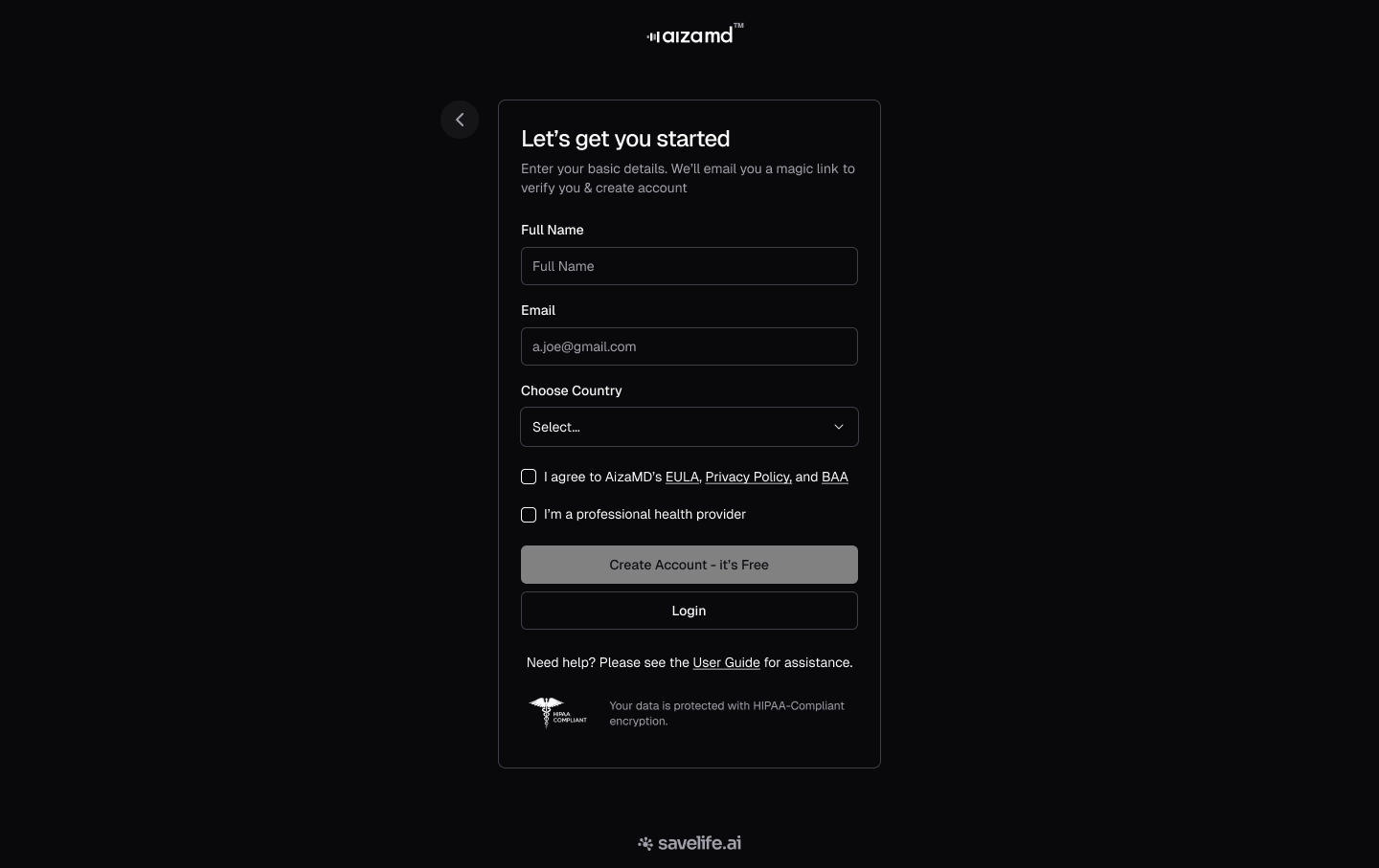 Sign up form