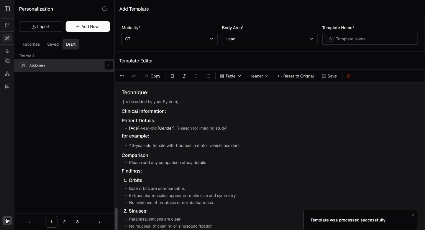 Process template