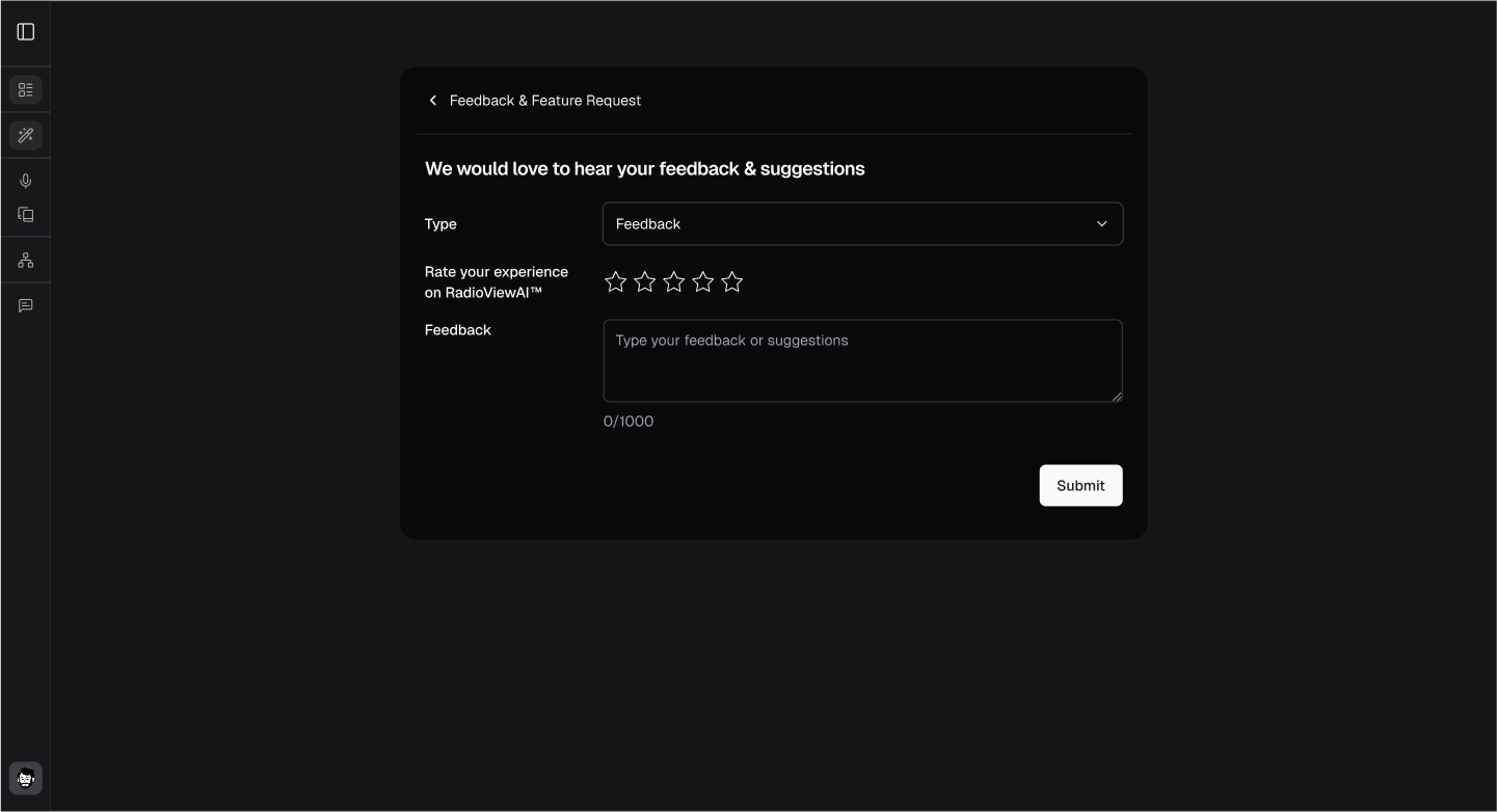 Feedback screen