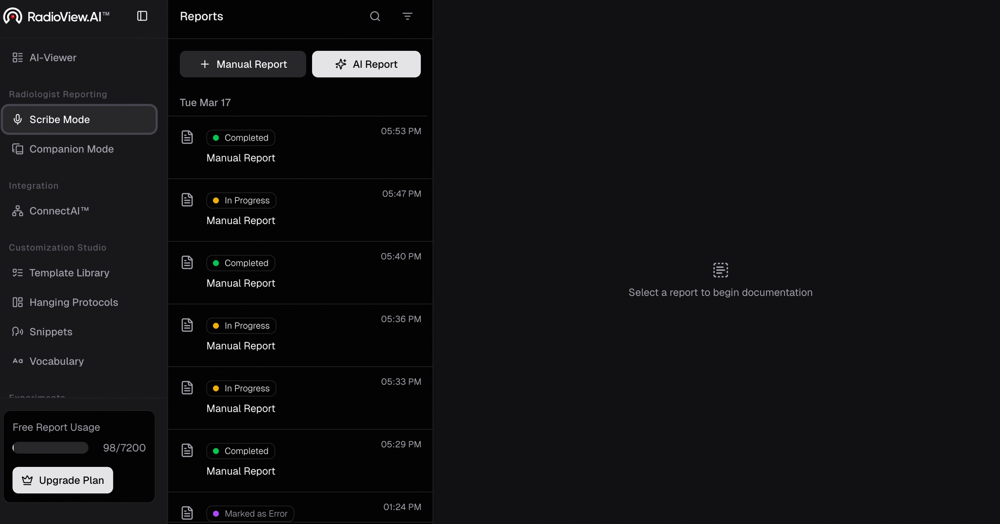 Manual report button